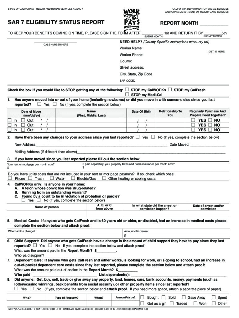  Sar 7 Form 2014-2024